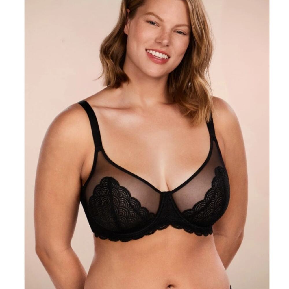HSIA Mermaid Scales Lace Underwire Bra NWT Black 4OC Minimizer